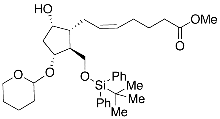 (1R,2S,3R,5S,δZ)-2-(tert-Butyldiphenylsilyloxy)methyl-5-hydroxy-3-tetrahydropyranyloxy-cyclopentanehept-δ-en-oic Acid Methyl Ester (Mixture of Diastereomers)