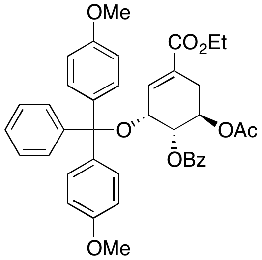 (1S,2R,6R)-6-Acetoxy-2-(bis(4-methoxyphenyl)(phenyl)methoxy)-4-(ethoxycarbonyl)cyclohex-3-en-1-yl Benzoate