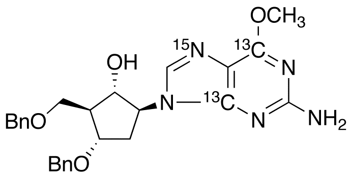 (1S,2S,3S,5S)-5-(2-Amino-6-methoxy-9H-purin-9-yl)-3-(phenylmethoxy)-2-[(phenylmethoxy)methyl]-cyclopentanol-13C2,15N