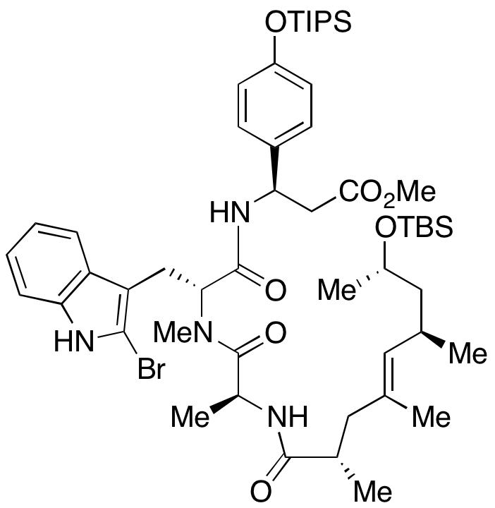 (3R)-N-[(2S,4E,6R,8S)-8-[[(1,1-Dimethylethyl)dimethylsilyl]oxy]-2,4,6-trimethyl-1-oxo-4-nonen-1-yl]-L-alanyl-2-bromo-N-methyl-D-tryptophyl-3-[4-[[tris(1-methylethyl)silyl]oxy]phenyl]-β-alanine Me