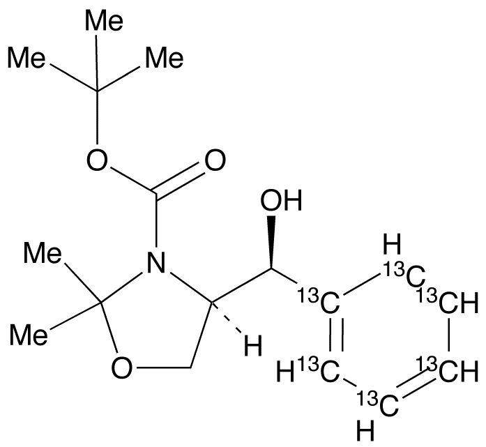 (4R)-4-[(S)-Hydroxyphenylmethyl]-2,2-dimethyl-3-oxazolidinecarboxylic-13C6 Acid tert-Butyl Ester