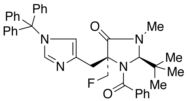 (5S)-5-(3-Triphenylmethyl-1H-imidazol-5-ylmethyl)-1-benzoyl-2-tert-butyl-5-fluoromethyl-3-methyl-4-imidazolidinone