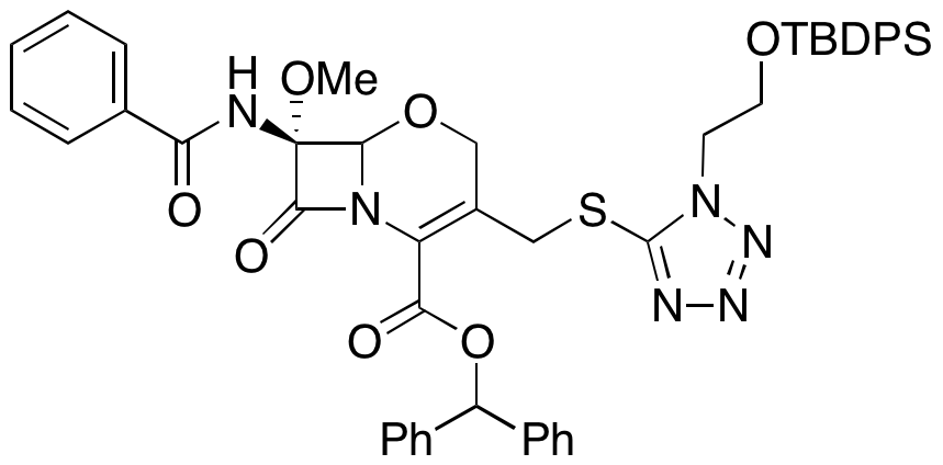 (7R)-7-Benzamido-3-(((1-(2-((tert-butyldiphenylsilyl)oxy)ethyl)-1H-tetrazol-5-yl)thio)methyl)-7-methoxy-8-oxo-5-oxa-1-azabicyclo[4.2.0]oct-2-ene-2-carboxylic Acid Benzhydryl Ester