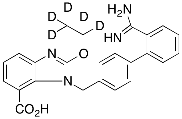 1-[[2’-(Aminoiminomethyl)[1,1’-biphenyl]-4-yl]methyl]-2-ethoxy-1H-benzimidazole-7-carboxylic Acid-d5