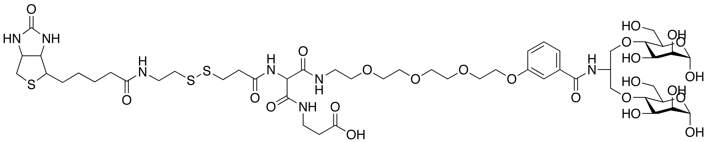 2-[(2-Biotinylamidoethyl)dithiopropionylamino]-N-11-[4-benzoyl-1,3-bis-(D-manos-4-yloxy)-2-propylamino-3,6,9,12-tetraoxododecanyl]-N’-(2-hydroxylcarbonylethylamino)malonic Acid Diamide