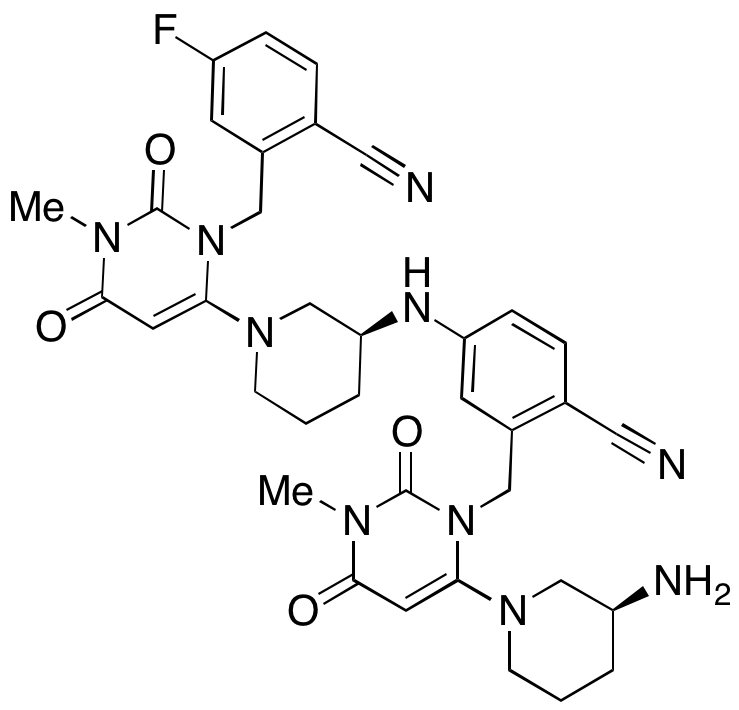 2-((6-((S)-3-Aminopiperidin-1-yl)-3-methyl-2,4-dioxo-3,4-dihydropyrimidin-1(2H)-yl)methyl)-4-(((S)-1-(3-(2-cyano-5-fluorobenzyl)-1-methyl-2,6-dioxo-1,2,3,6-tetrahydropyrimidin-4-yl)piperidin-3-yl)amin