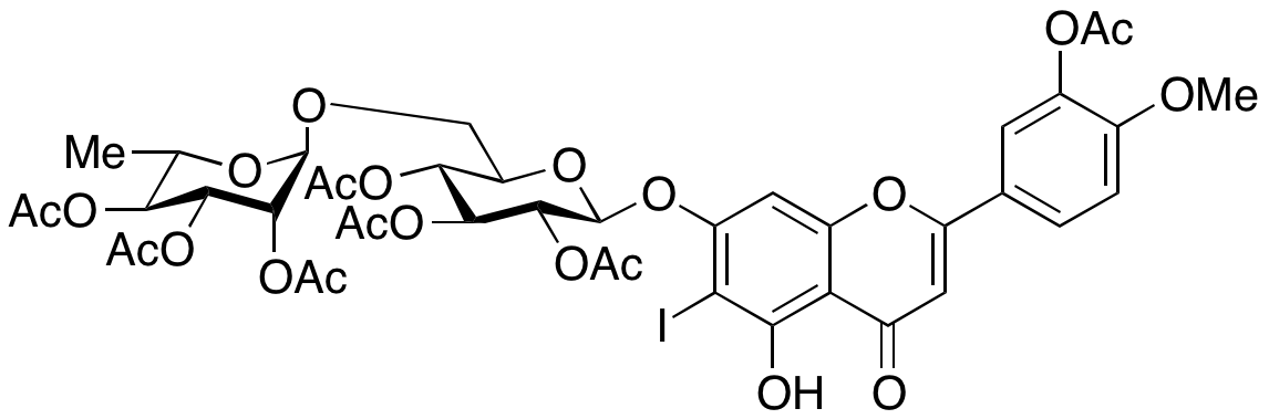 2-[3-(Acetyloxy)-4-methoxyphenyl]-5-hydroxy-6-iodo-7-[[2,3,4-tri-O-acetyl-6-O-(2,3,4-tri-O-acetyl-6-deoxy-α-L-mannopyranosyl)-β-D-glucopyranosyl]oxy]-4H-1-Benzopyran-4-one