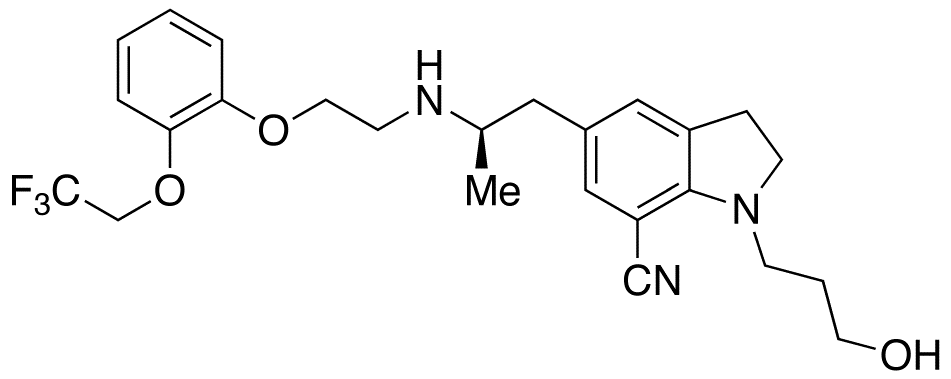 2,3-Dihydro-1-(3-hydroxypropyl)-5-[(2R)-2-[[2-[2-(2,2,2-trifluoroethoxy)phenoxy]ethyl]amino]propyl]-1H-indole-7-carbonitrile