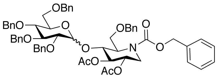 2,3-O-Acetyloxy-2’,3’,4’,6,6’-penta-O-benzyl-4-O-D-glucopyranosyl N-Benzyloxycarbonylmoranoline (α/β mixture)