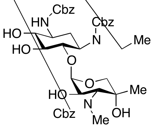 2-Deoxy-6-O-[3-deoxy-4-C-methyl-3-[methyl[(phenylmethoxy)carbonyl]amino]-β-L-arabinopyranosyl]-N1-ethyl-N1,N3-bis[(phenylmethoxy)carbonyl]-D-streptamine