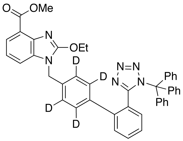 2-Ethoxy-1-[[2’-[2-(trityl)-2H-tetrazol-5-yl][1,1’-biphenyl]-4-yl]methyl]-1H-benzimidazole-4-carboxylic Acid Methyl Ester-d4 (Candesartan Impurity)