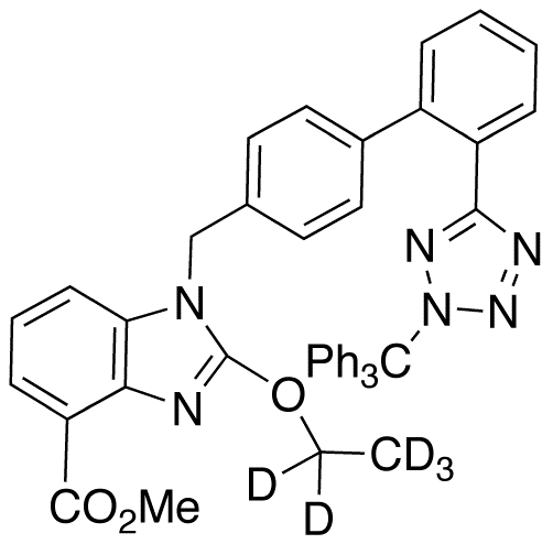 2-Ethoxy-1-[[2’-[2-(trityl)-2H-tetrazol-5-yl][1,1’-biphenyl]-4-yl]methyl]-1H-benzimidazole-4-carboxylic Acid Methyl Ester-d5 (Candesartan Impurity)