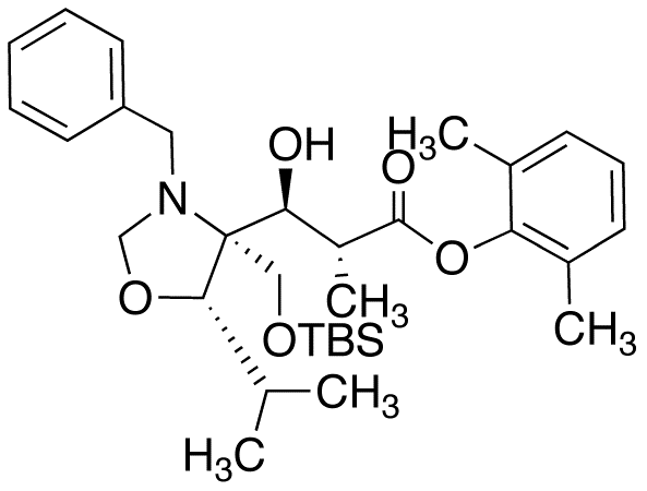 3-[(4S,5S)-N-Benzyl-4-(t-butyldimethylsilyloxymethyl)-5-isopropyloxazoladin-4-yl]-(2R,3S)-3-hydroxy-2-methylpropionic Acid, 2,6-Dimethylphenyl Ester