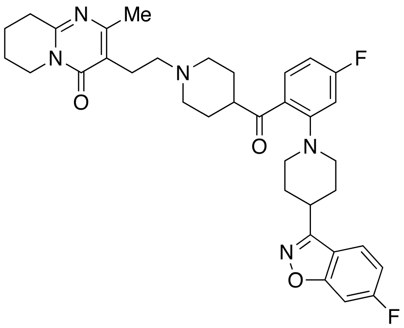 3-[2-[4-[4-Fluoro-2-[4-(6-fluoro-1,2-benzisoxazol-3-yl)piperidin-1-yl]benzolyl]piperidin-1-yl]ethyl-2-methyl-6,7,8,9-tetrahydro-4H-pyrido[1,2-a]pyrimidin-4-one (Risperidone Impurity)