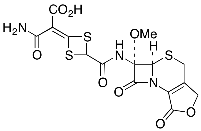 3-Amino-2-(4-(((5aR,6S)-6-methoxy-1,7-dioxo-1,3,4,5a,6,7-hexahydroazeto[2,1-b]furo[3,4-d][1,3]thiazin-6-yl)carbamoyl)-1,3-dithietan-2-ylidene)-3-oxopropanoic Acid