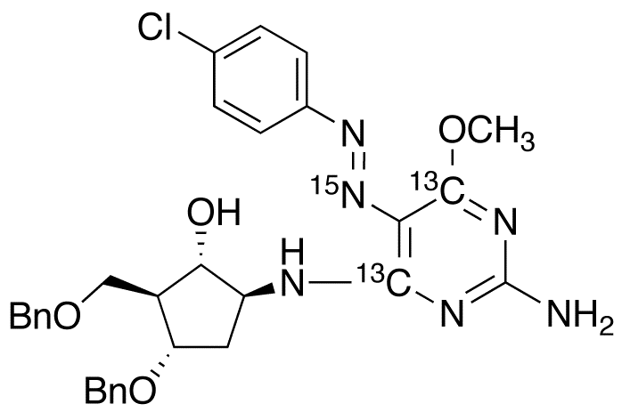 5-[[2-Amino-5-[2-(4-chlorophenyl)diazenyl]-6-methoxy-4-pyrimidinyl]amino-13C2, 15N]-3-(phenylmethoxy)-2-[(phenylmethoxy)methyl]-cyclopentanol