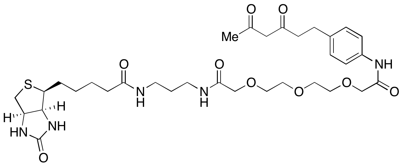 6-[4’-N-(biotinylaminopropyl-NHCOCH2-PEG2-acetyl)-aminophenyl]-hexane-2,4-dione