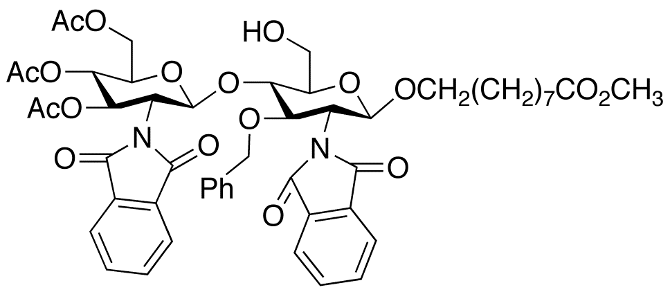 8-Methoxycarbonyloctyl-2-deoxy-2-phthalimido-3-O-benzyl-4-O-(3’,4’,6’-tri-O-acetyl-2’-deoxy-2’-phthalimido-β-D-glucopyranosyl)-β-D-glucopyranoside