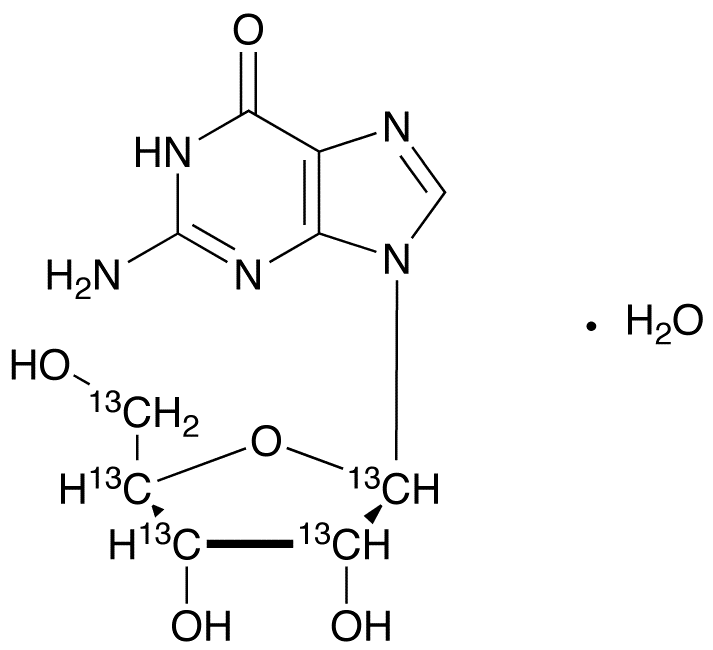 Guanosine-1’,2’,3’,4’,5’-13C5 hydrate