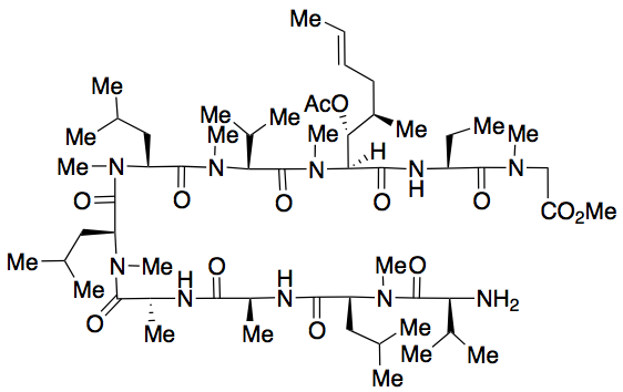 L-Valyl-N-methyl-L-leucyl-L-alanyl-D-alanyl-N-methyl-L-leucyl-N-methyl-L-leucyl-N-methyl-L-valyl-(2S,3R,4R,6E)-3-(acetyloxy)-4-methyl-2-(methylamino)-6-octenoyl-(2S)-2-aminobutanoyl-N-methyl-glycine M