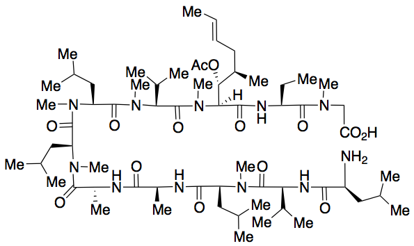 L-leucyl-L-valyl-N-methyl-L-leucyl-L-alanyl-D-alanyl-N-methyl-L-leucyl-N-methyl-L-leucyl-N-methyl-L-valyl-(2S,3R,4R,6E)-3-(acetyloxy)-4-methyl-2-(methylamino)-6-octenoyl-(2S)-2-aminobutanoyl-N-methyl-