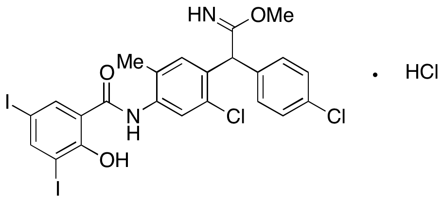 Methyl 2-(2-Chloro-4-(3-chloro-2-hydroxy-5-iodobenzamido)-5-methylphenyl)-2-(4-chlorophenyl)acetimidate Hydrochloride