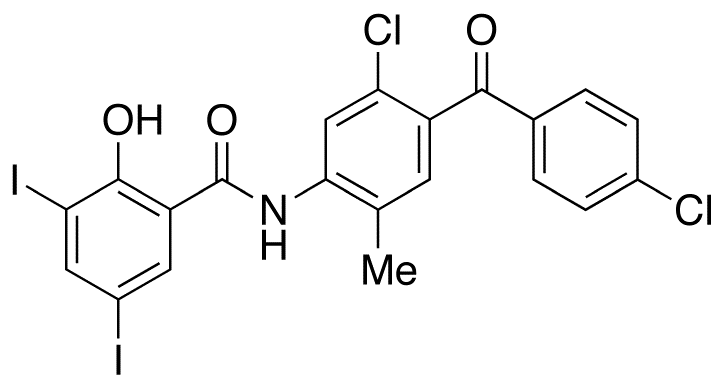 N-[5-Chloro-4-(4-chlorobenzoyl)-2-methylphenyl]-2-hydroxy-3,5-diiodo-benzamide