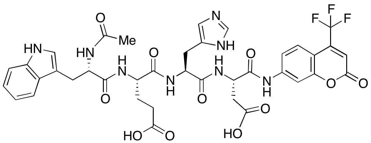 N-Acetyl-L-tryptophyl-L-α-glutamyl-L-histidyl-N-[2-oxo-4-(trifluoromethyl)-2H-1-benzopyran-7-yl]-L-α-asparagine