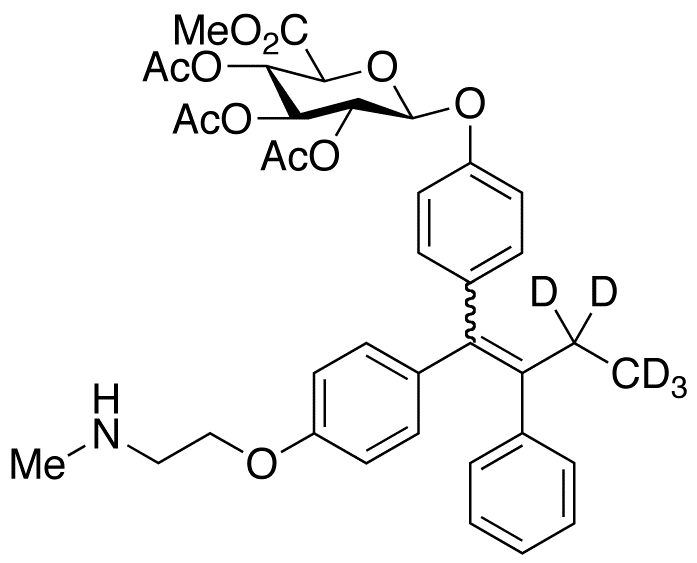 N-Desmethyl-4-hydroxy Tamoxifen-d5 Tri-O-acetyl-β-D-glucuronic Acid Methyl Ester (E/Z Mixture)