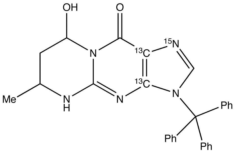 N-Trityl-4,6,7,8-tetrahydro-8-hydroxy-6-methylpyrimido[1,2-a]purin-10(3H)-one-13C2,15N