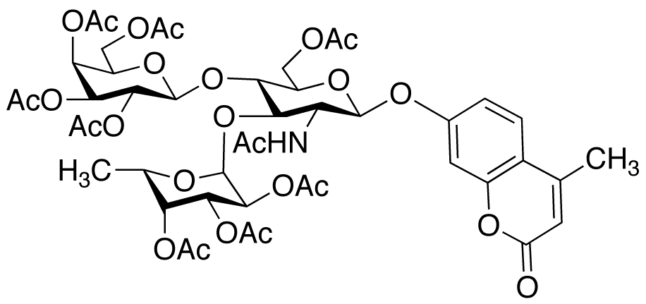 O’-(4-Methylumbelliferyl)-O6-acetyl-2-acetylamino-O3-(tri-O-acetyl-α-L-fucopyranosyl)-O4-(tetra-O-acetyl-β-D-galactopyranosyl)-2-deoxy-β-D-glucopyranose