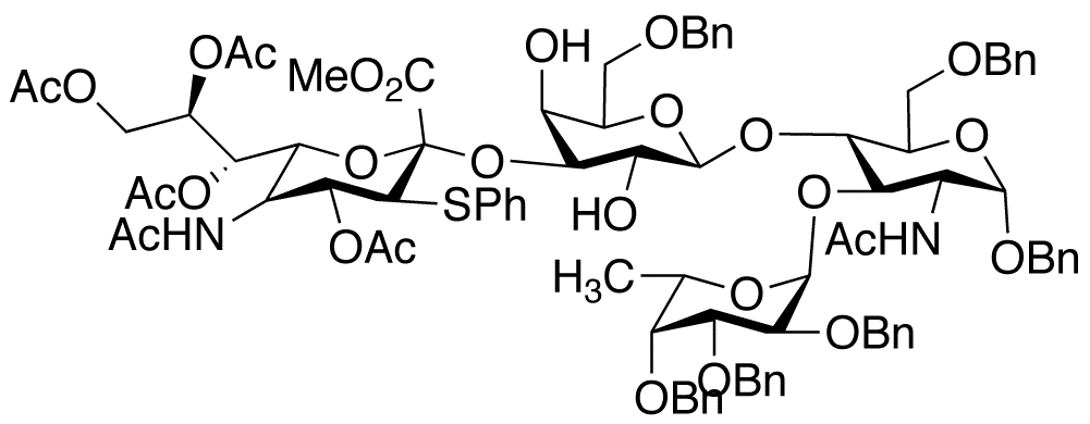 O-(5-Acetamido-4,7,8,9-tetra-O-acetyl-3-thiophenyl-α-neuraminosyl Methyl Ester)-2-α-3-O-(6-O-benzyl-β-D-galactopyranosyl)-1-β-4-O-[6-deoxy-2,3,4-tri-O-benzyl-α-L-galactopyr