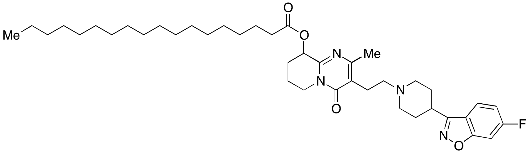 Octadecanoic Acid 3-[2-[4-(6-Fluoro-1,2-benzisoxazol-3-yl)-1-piperidinyl]ethyl]-6,7,8,9-tetrahydro-2-methyl-4-oxo-4H-pyrido[1,2-a]pyrimidin-9-yl Ester