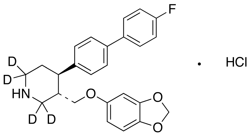 rac-trans-4-Defluoro-4-(4-fluorophenyl) Paroxetine-d4 Hydrochloride